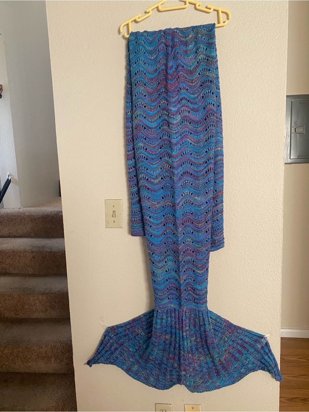 Blue Multicolor Knit Mermaid Maxi Skirt